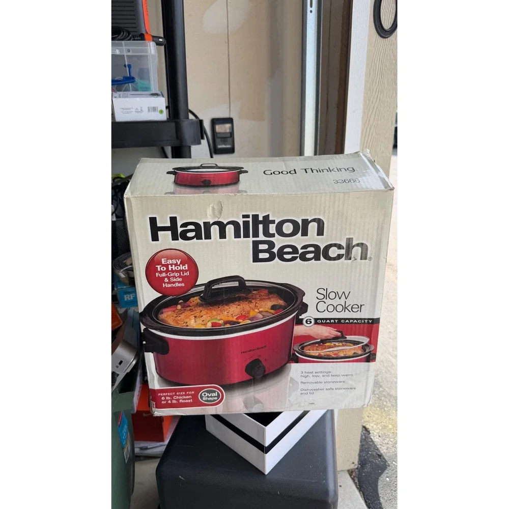 Hamilton Beach‎ 6 Quart Oval Slow Cooker Metallic Red 33666 New Open Box